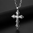 thumbnail image 3 of Leander Men's Stainless Steel Large Jesus Christ Cross Pendant Necklace With Byzantine Chain 22 24 26 inch,Black/Gold/Silver, 3 of 6