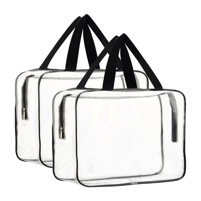 Rangement Textile Maison Moins de 10 2 Pcs Grand Sac Organisateur de Maquillage Cosmétique Toilette Transparent Sacs en Plastique Transparent Sac à Main