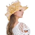 thumbnail image 3 of Fascinator Church Hat Wide Brim Sun Hat for Cocktail Tea Party Wedding, 3 of 6