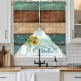 thumbnail image 2 of Green Brown Wood Grain Swag Valances for Windows 2 Pack Vintage Green Brown Khaki Teal Wood Stripes Swag Kitchen Curtains 36 Inches Long Rod Pocket Short Window Treatment for Kitchen Bathroom 36"x36", 2 of 9
