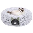 thumbnail image 1 of Cama túnel para gatos interior donut felpa suave cueva gato juguete multifuncional pequeños medianos grandes gatitos conejos hurones cojín lavable gri, 1 of 7