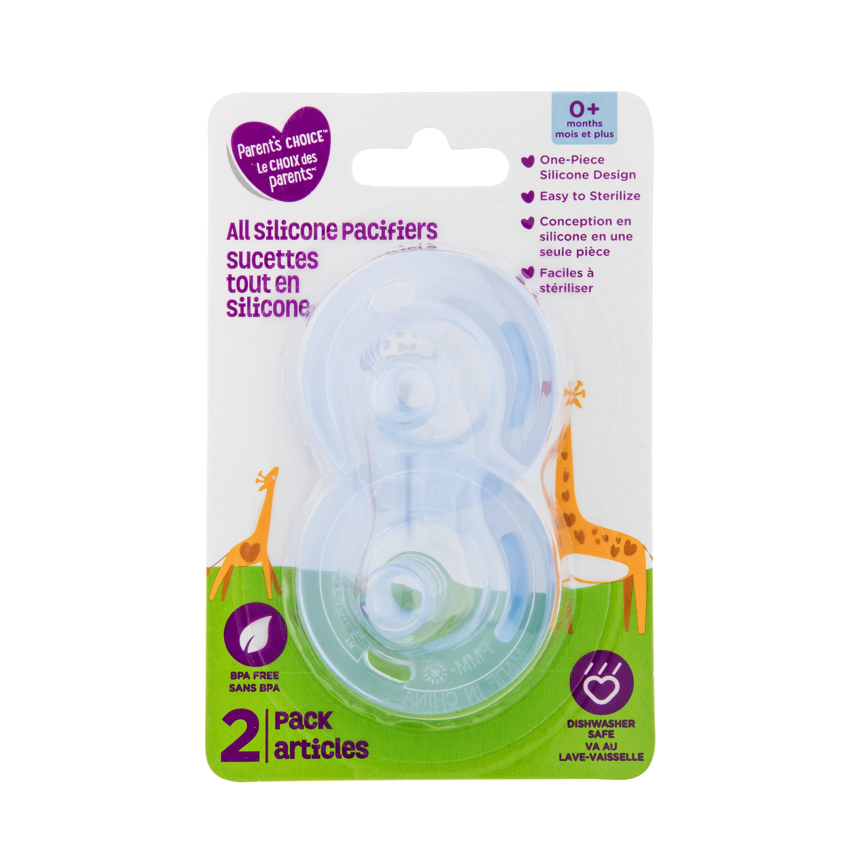 Le Choix des parents Sucettes Tout en Silicone