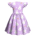 thumbnail image 5 of yuCgh Girls Easter Dress with Flutter Sleeves & Ruffle Hem, Fashion Casual Summer Printed Dress, Lightweight & Stylish Easter Dress,Purple 120, 5 of 5