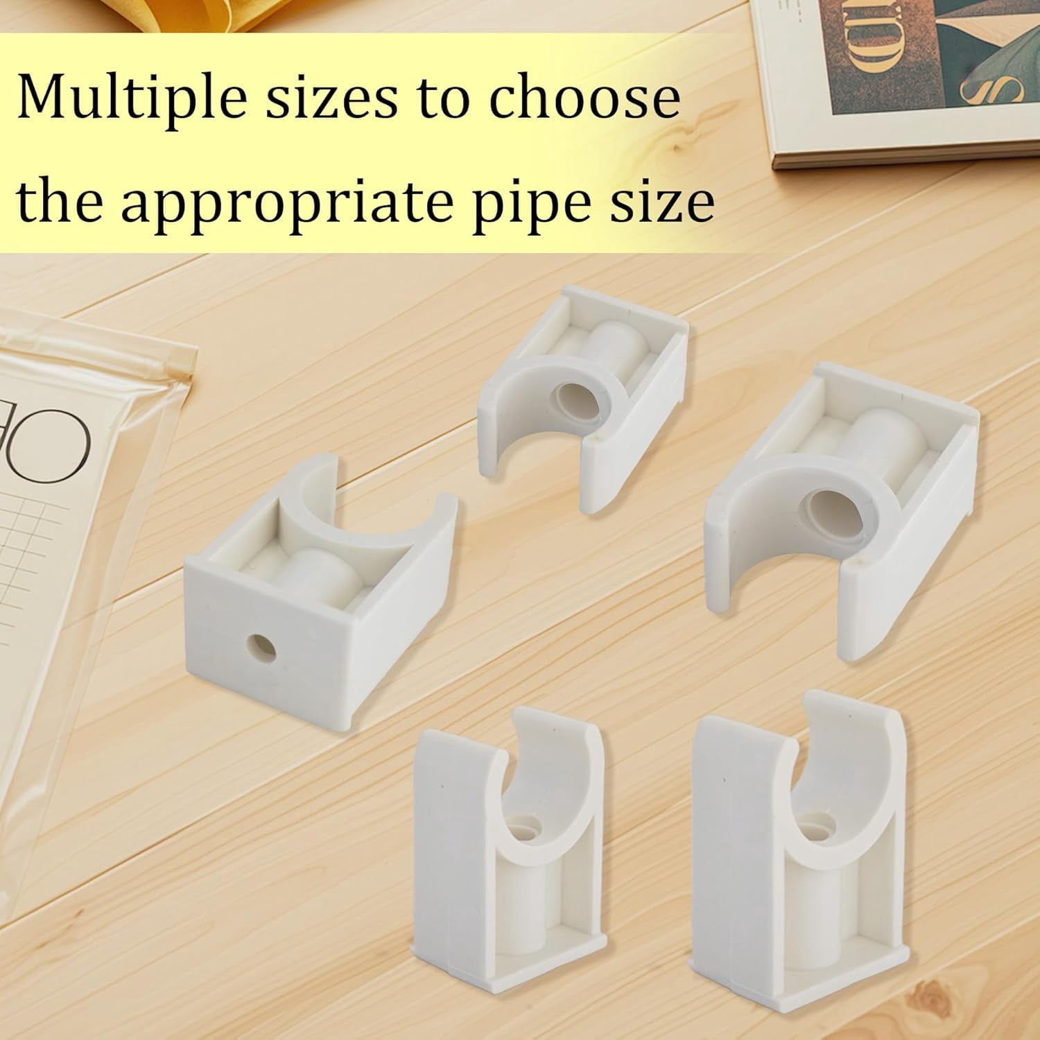 FRKSMD-50PCS 20mm/0.78" PVC Pipe Support Clamps, U-Shaped Tubing Clips for Water Pipe, Plastic Hose Holder for Plumbing & Cable Management