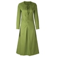 thumbnail image 3 of QLEICOM Women's 2023 Summer Dress Casual Solid V-Neck High Waist Long Sleeve Long Dress Maxi Dresses Beach Sundress Dress Green M, US Size:6, 3 of 5