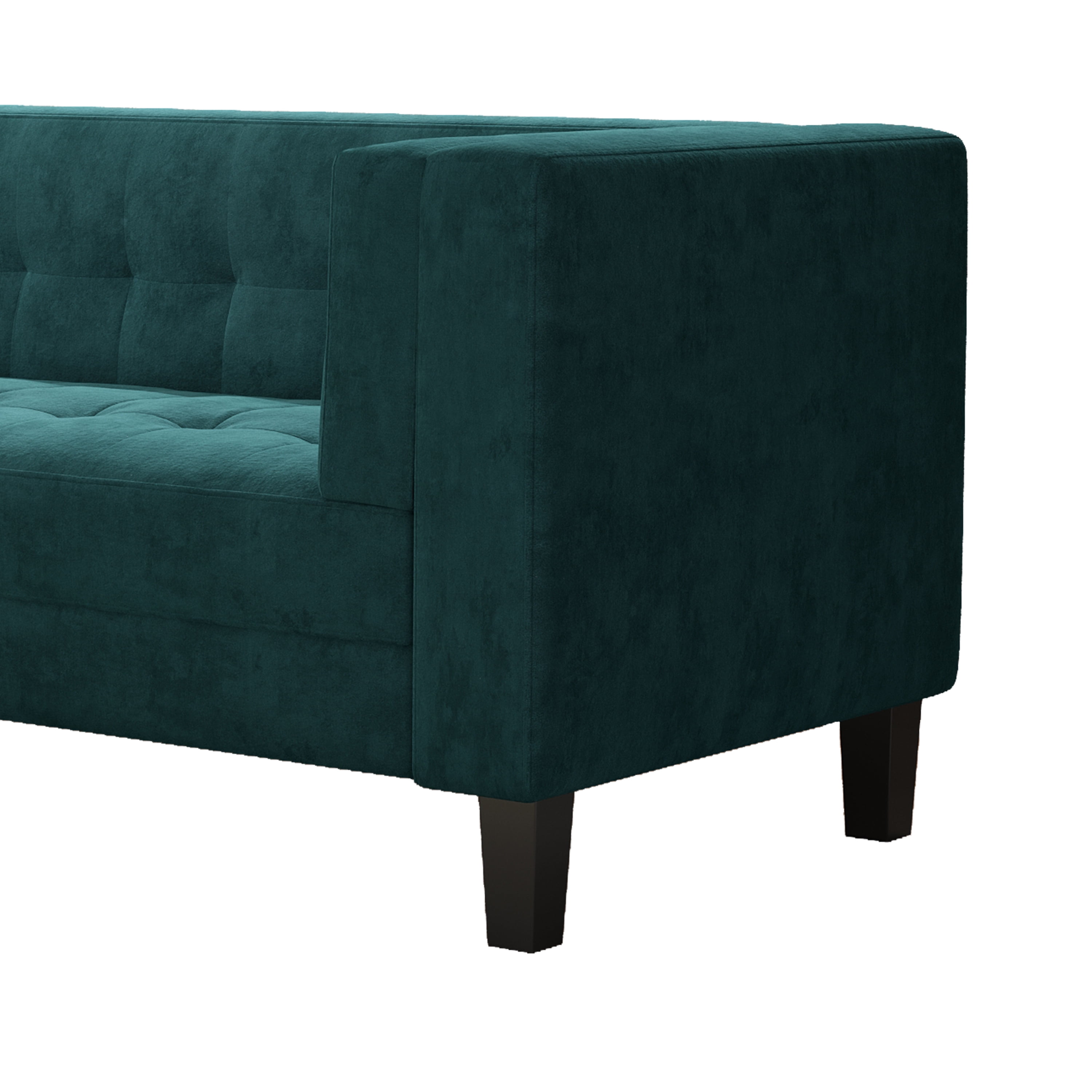 Miniyam Classic Sofa Solid Print Velvet Tufted Coach for Indoor, Green