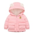 thumbnail image 3 of CSChome Baby Kids Boys Girls Winter Warm Jacket Ears Hooded Puffer Cotton Coats Toddler Fleece Lined Cotton Outerwear Tops for 1-8 Years Old, 3 of 6