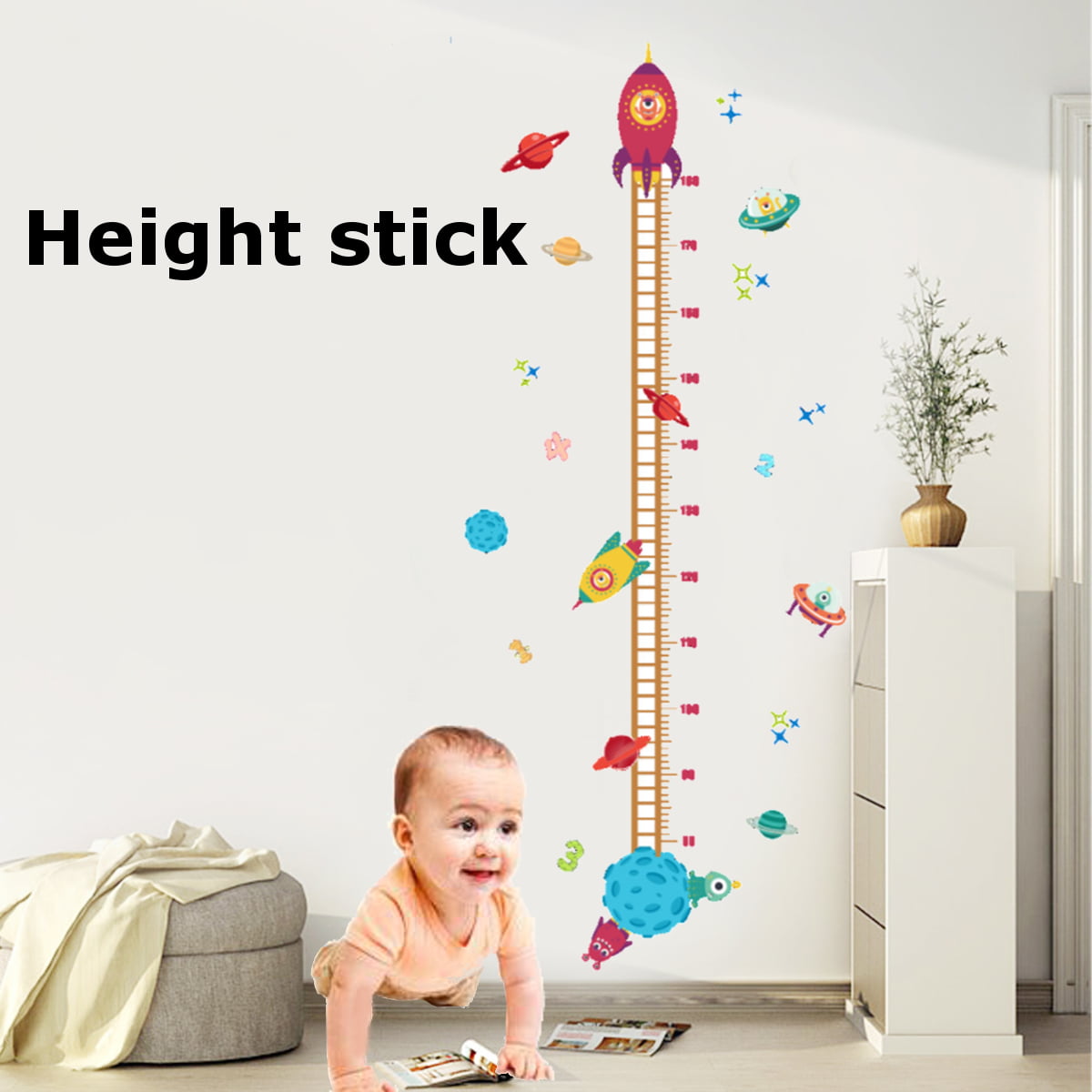 Kids Child Hight growth Measure chart cute art stickers wall room decor girl boy 