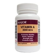 Major Vitamin A Capsules, 10000 IU, 100 Count