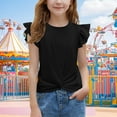 thumbnail image 2 of Plebaso Girls Summer T Shirts Ruffle Short Sleeve Twist-Front Shirts Casual Crewneck Summer Tee Tops, 2 of 7