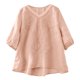 thumbnail image 1 of Camisas de Cuello en V de Manga Corta para las Mujeres Lino Blusas Bordadas Ajuste Suelto Verano Casual Tops de Cuello Redondo, 1 of 5