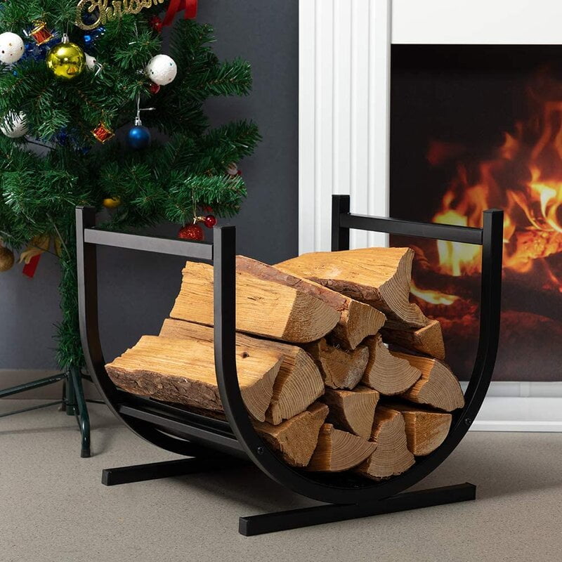 Foldable Storage Carrier of Wood for Outdoor Indoor Fire Pit Firewood Log Rack Holder for Fireplace