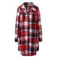 thumbnail image 4 of VXARARL Long Flannel Jacket Women Hooded Plaid Coat Oversized Button Down Shacket 2025 Fall Winter Casual Warm Trench Coats Red M, 4 of 7