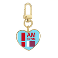 thumbnail image 1 of I Am From Qatar Art Deco Fashion Gold Heart Keychain Metal Keyring Holder, 1 of 3
