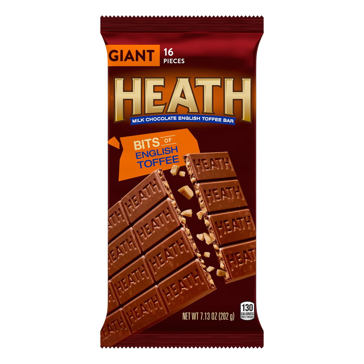 HEATH, Milk Chocolate English Toffee Giant Candy, 7.13 oz, Bar (16 Pieces)