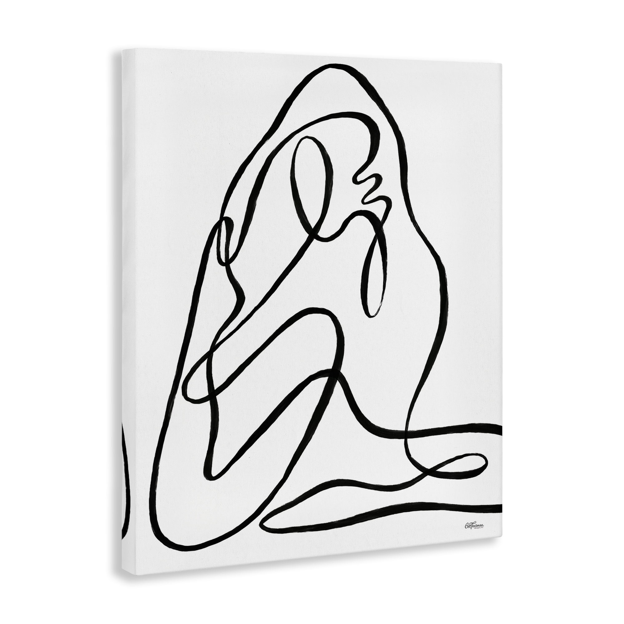 Stupell Industries Continuous Line Doodle Abstract Painting Gallery Wrapped Canvas Art Print Wall Art, 36 x 48