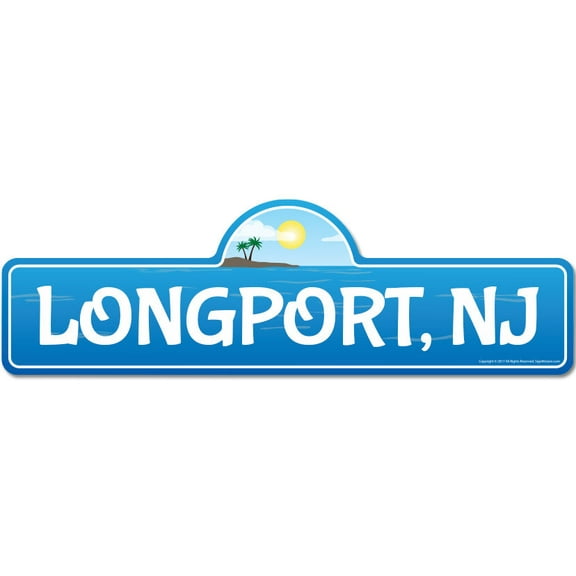 Longport NJ New Jersey Beach Street Sign | Indoor/Outdoor | Surfer Ocean Lover Décor For Beach House Garages Living Rooms Bedroom | Signmission Personalized Gift