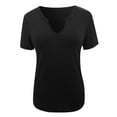 thumbnail image 3 of Gibobby Playera TéRmica Ligera Mujeres V cuello afilado camisa ajustada camisa corta camisa básica de punto Top（Negro， XL), 3 of 5