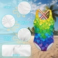 thumbnail image 6 of Uorisanigo Girls One Piece Swimsuits Colorful Heart Crossback Straps Bathing Suit Swimwear Sleeveless Swim Suit Pool Party, Size 9-10, 6 of 7