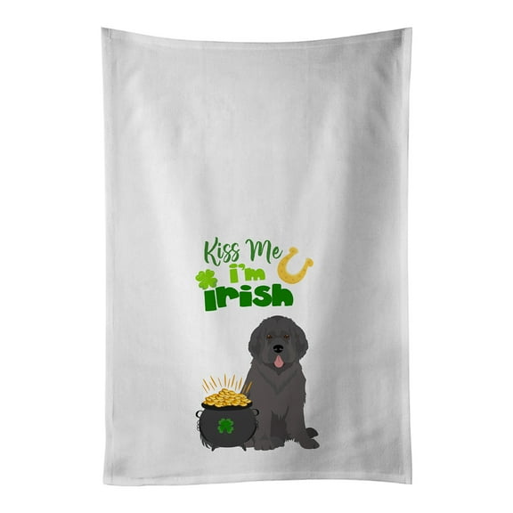 Carolines Treasures WDK4864WTKT Grey Newfoundland St. Patricks Day White Kitchen Towel Set of 2 Dish Towels 19 X 25"