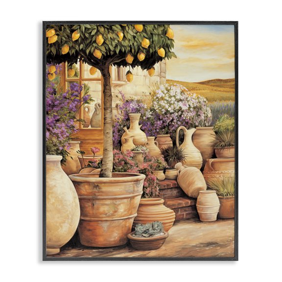Stupell Industries French Country Lemon Tree on Patio Black Framed Giclee Art, 24 x 30, by Eduardo