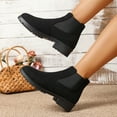 thumbnail image 4 of Rokment Chukka Ankle Boots for Women 2025 Fall Winter Fashion Suede Round Toe Chunky Low Heel Non Slip Slip-On Dress Short Booties Black Size 6.5, 4 of 7