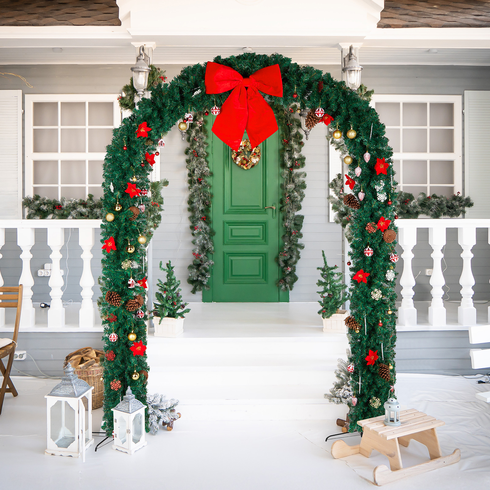 Astoutdoor Green PVC Christmas Arch, 94.5 x 15.7 x 104.3 in