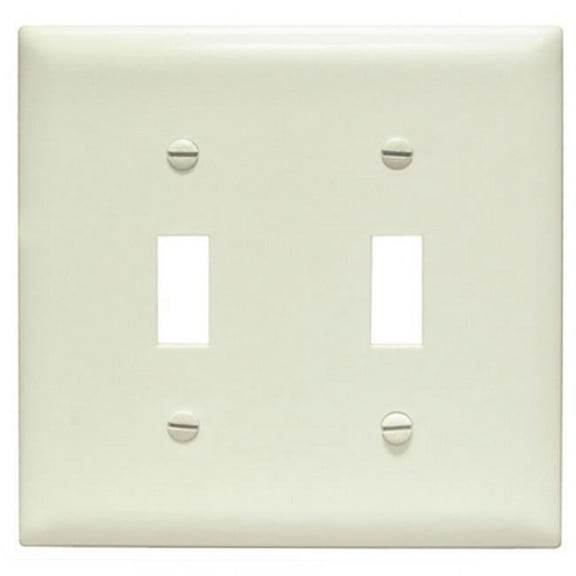 Legrand TPJ2LACC10 Pass & Seymour 2-Toggle Switch Opening Nylon Wall Plate, 2-Gang, Almond - Quantity 10