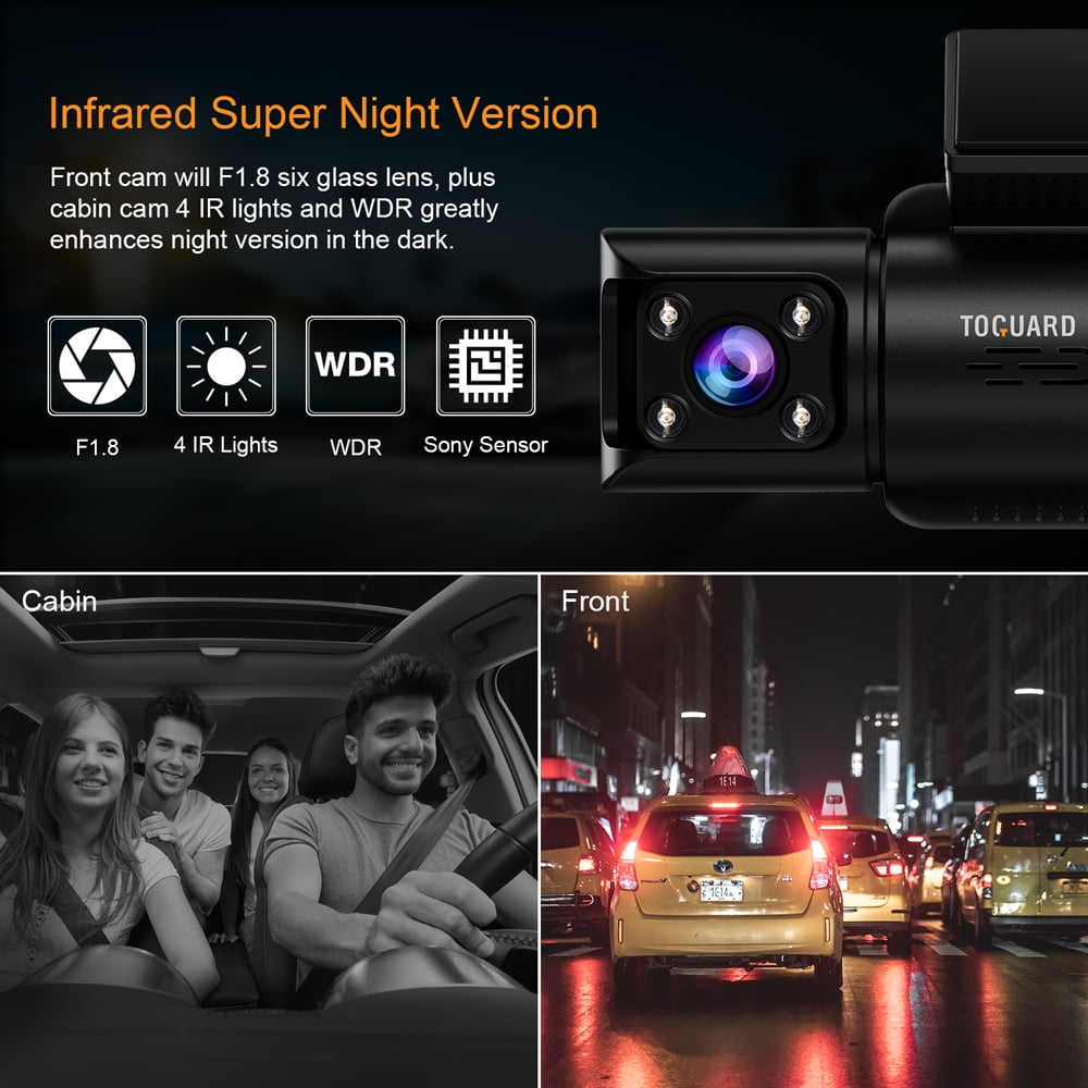 Toguard 4k Dashcam 3 Canale GPS IR Visione Notturna DUAL Dash Fotocamera Video Recorder de 