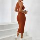 thumbnail image 2 of TaTaai Women's Ribbed Halter Neck Midi Dress Sleeveless Round Neck Fitted Bodycon Solid Knee Length for Summer Beach Party Daily Casual Wear Soft Stretchy Gift, 2 of 6