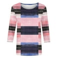 thumbnail image 5 of Perfectbot Women's Fashion Tops 3/4 Sleeve Striped T-Shirts Cute Crewneck Basic Tees Blouses, 5 of 5