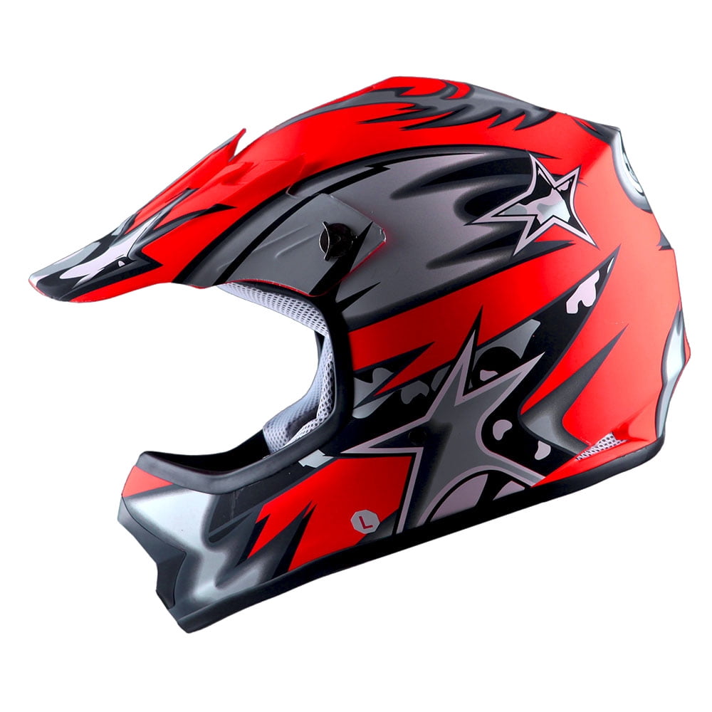 red motocross helmet