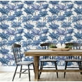 thumbnail image 4 of S4Sassy Removable Nature-inspired Waterproof Wall Wrap, Textured Finish Wallcover, Abstract Lily Mosaic Contact Paper for Walls, Cabinets, Dresser, Self Adhesive Vinyl Wallpaper Roll- Blue (25"x60"), 4 of 8