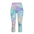 thumbnail image 4 of SCRAWLGOD Mermaid Scales Blue Pink Workout Capri Leggings with Pockets for Women, Breathable Casual Yoga Pants Leggings Squat Proof High Waisted Gym Athletic Cropped Tights, M, 4 of 7