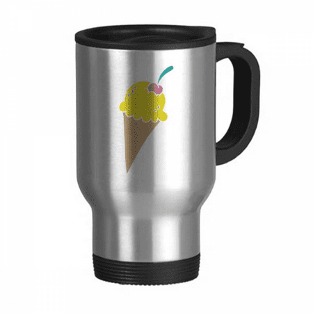 

Yellow Cherry Sweet Ice Pattern Travel Mug Flip Lid Stainless Steel Cup Car Tumbler Thermos