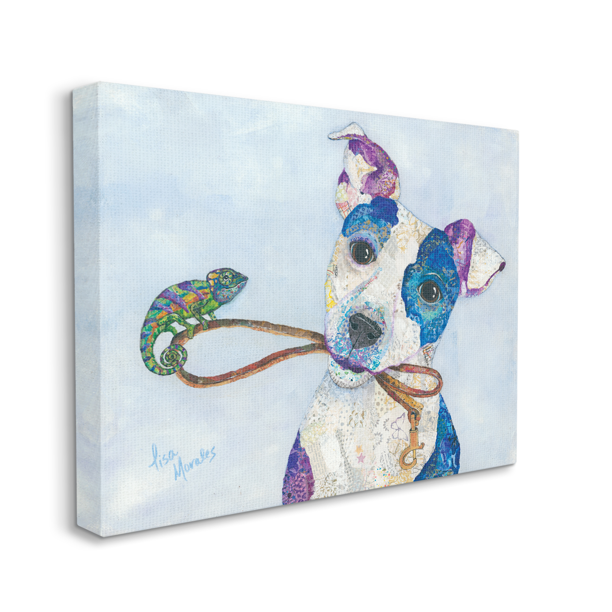 Stupell Industries Jack & Chameleon Smiling Dog Portrait Collage Painting Gallery Wrapped Canvas Print Wall Art, Design by Lisa Morales
