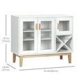 thumbnail image 3 of HOMCOM Glass Door Kitchen Sideboard, Buffet Cabinet with Wine Rack White, 3 of 10