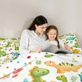 thumbnail image 5 of Castle Fairy Cute Dino Twin Comforter Sets,Jungle Wildlife Dinosaur Bedding Set, 5 of 8