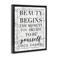 thumbnail image 4 of Stupell Industries Beauty Begins Once You Decide To Be Yourself White Marble Typography Jet Black Framed Floating Canvas Wall Art, 16x20, by Daphne Polselli, 4 of 5