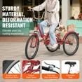 thumbnail image 2 of SKYSHALO 26-inch 7-Speed Folding Adult Tricycle, Red, Carbon Steel, 265 lbs Capacity, 2 of 9