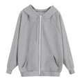 thumbnail image 4 of Zip up Hoodie Women Fall Fashion Y2K Lightweight Sport Jackets Long Sleeve Baggy Oversized Hooded Sweatshirts Gray L, 4 of 4
