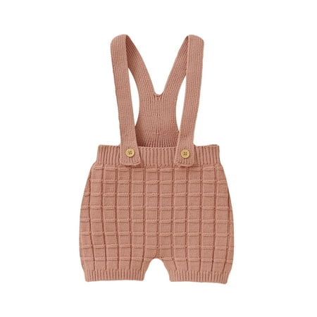 

Qtinghua Newborn Infant Baby Girl Boy Knit Romper Kids Sleeveless Strap One Piece Overall Jumpsuits Pants Outifts Pink 18-24 Months