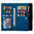 thumbnail image 3 of Dteck Wallet Case for iPhone 14,Magnetic Leather 9 Card Slots Zipper Purse Flip Case Shockproof Rubber Kickstand Lanyard Strap Wristlet Phone Cover,Blue, 3 of 9