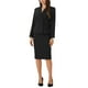 thumbnail image 2 of Conjunto de falda de traje de 2 piezas para mujeres, atuendos de trabajo de manga larga, chaqueta tipo blazer y falda lápiz, talla XS, negro, 2 of 6