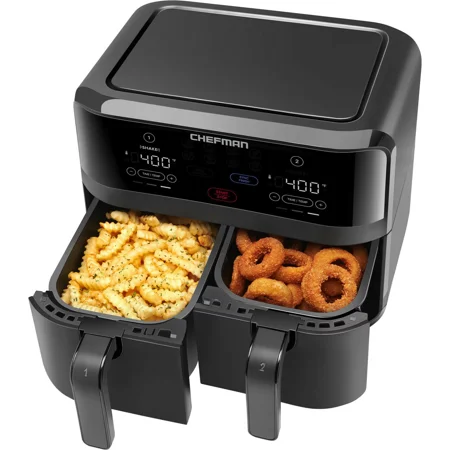 

Chefman TurboFry Digital Touch Dual Basket Air Fryer XL 9 Qt 1500W Black