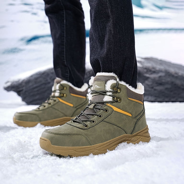 MeMoride Mens Snow Boots Waterproof Warm Faux Fur Lined  display picture 1