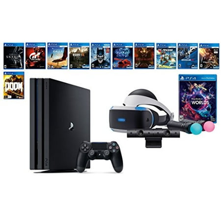 PlayStation VR Deluxe Collection Bundle (14 Items): VR Starter Bundle, PS4 Pro 1TB,12 VR Game Disc: Rush of Blood,Valkyrie,Battlezone,Batman,DriveClub,Eagle, RIGS,Resident Evil 7:Biohazard and more