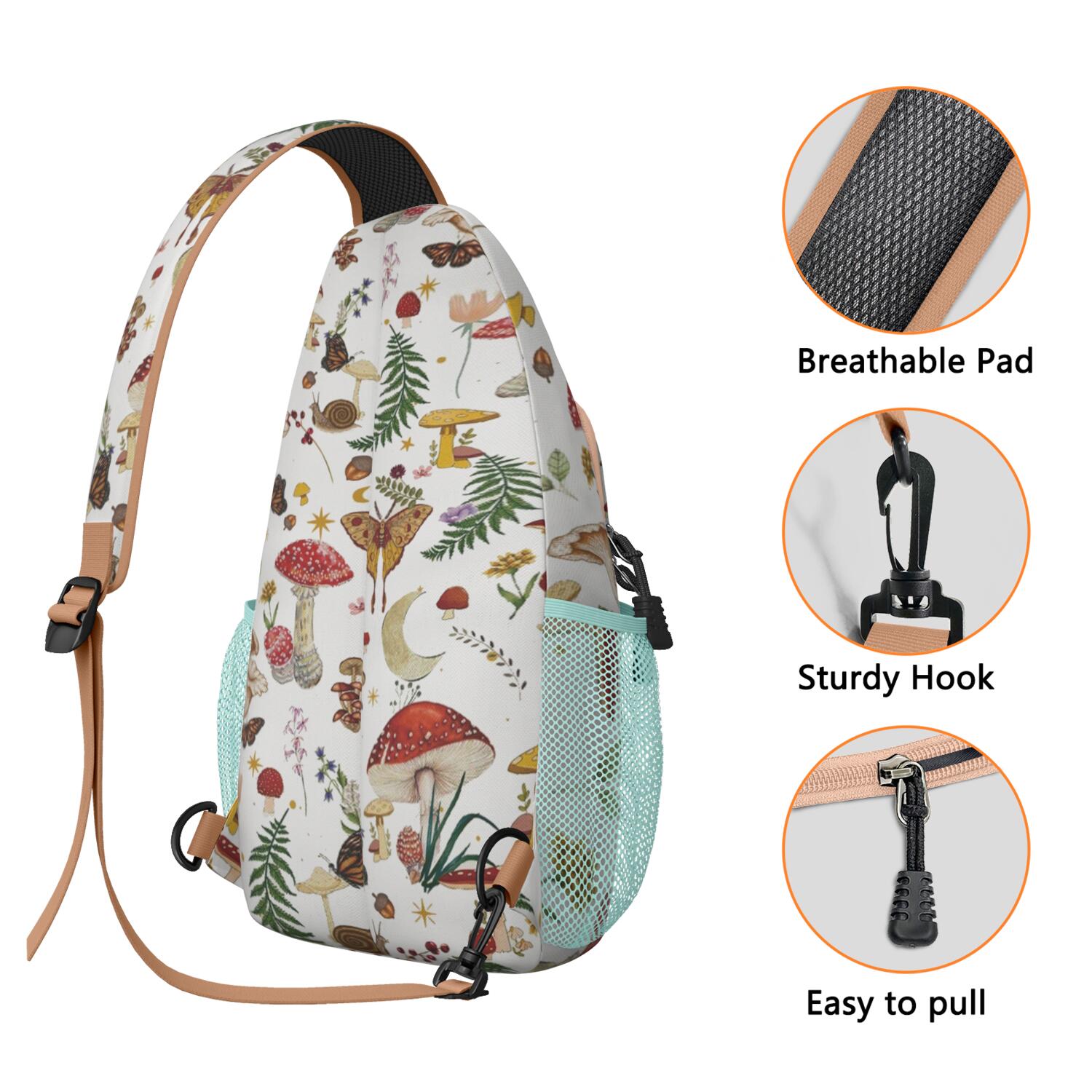 Colorful Weed Sling Bag for Men & Women - Durable Chest Bag with Secure Zippers for Biking & Urban Use - Hemp Leaf & Marijuana Leaf Aesthetic