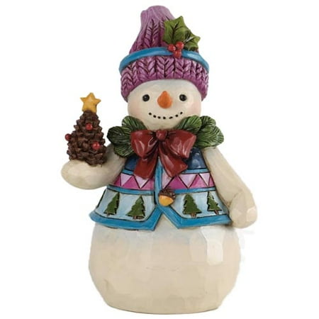 Faberge Pinecone - Jim Shore Pinecones And Holly Pint Sized Snowman Christmas Figurine