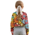 thumbnail image 2 of COEQINE Girls Athleisure Crop Top, Long Sleeve Crewneck Sweatshirt for Fall, Sporty Casual Streetwear Pullover Loose Fit Age 13-14, Vintage Flower Colorful, 2 of 7